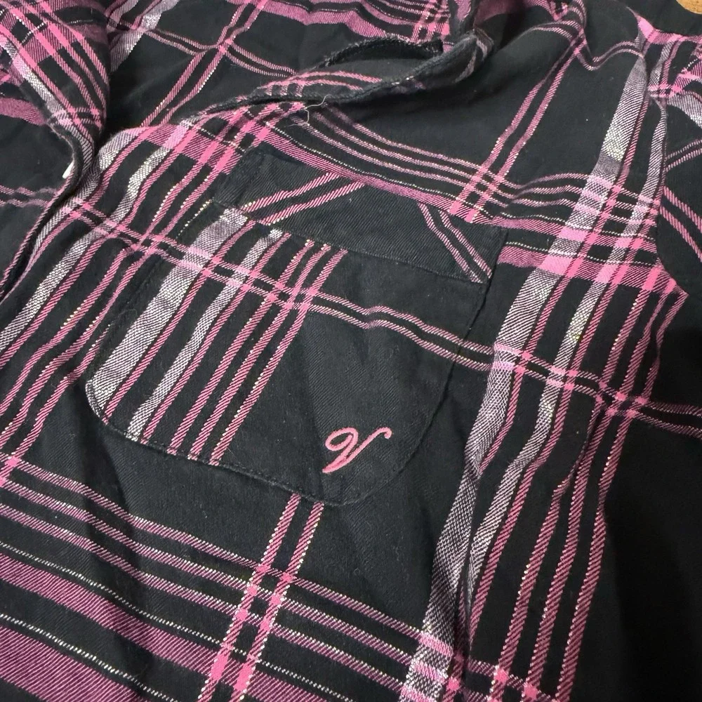 Victoria's Secret plaid pajama set Shirts/shirt Black And Pink Size XS